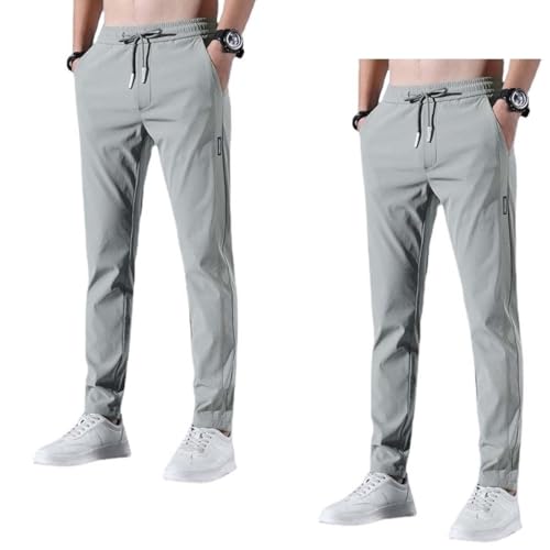 Pantalon de jogging doublé homme soie glacée ample grande taille été sport course à pied