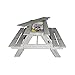 RM E-Commerce Table de Pique-Nique pour 4 Enfants avec Boite cachette pour Jouets, Table et bancs de Jardin en Bois Gris 90x85x46cm