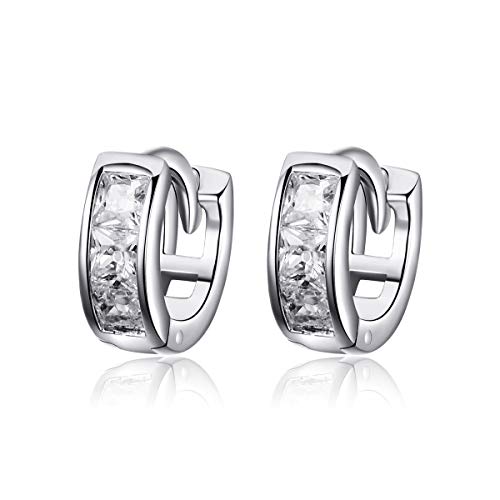Boucles d'oreilles argent 925 femme petites puces géométriques zircon cubique brillant