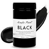 YULL Peinture acrylique noir mat   300 ml Peinture noire imperméable et opaque pour métal, bois, verre, céramique, toile, pierre, tissu et cuir