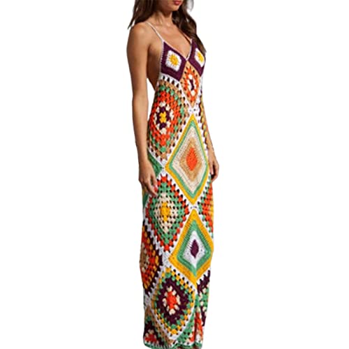 Kayferli Robe d'été pour femme - Fait main - Crochet - Robe de plage - Robe de mariée longue - Robe de plage pour femme, Orange, M