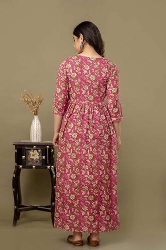 Image of Maternity Feeding Kurtis for Women Cotton - Zip Access Nursing Dress | Comfortable Pregnancy Wear | Stylish Feeding Kurti | Soft Cotton Maternity Dresses for Womens