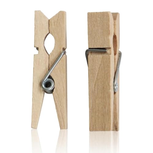 Dreamil Wäscheklammern 100 Stück 25mm Holzklammern für Photo Maker, Mini-Clips, Deko-Clips, Fotohalter, Postkarten, Briefe, Basteln, Wäscheständer