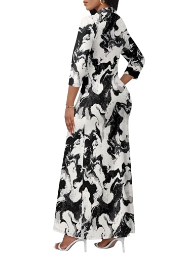Image of PinkPatty Women's Casual 3 /4 Sleeve Polo V Neck Bodycon Maxi Dress