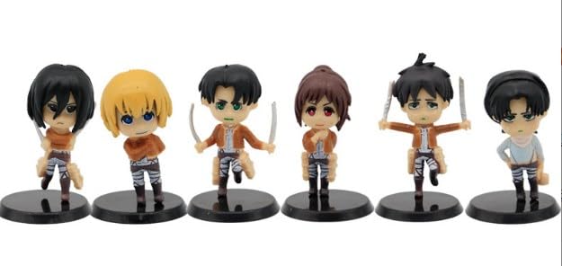 6 Pcs Att-ack Ti-tan Cake Toppers Attack Ti-tan Action Figure Mini Figures Set Anime Characters Cake Decorations Action Figures Toys Model Doll Collection Birthday Party Cake Decoration Supplies