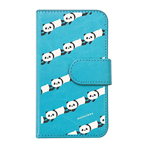 【moimoikka】 iPhone17 Pro Max アイフォン17プロマックス 対応 手帳型 スマホ ケース パンダストライプ ボーダー 柄 ぱんだ アニマル 動物 キャラクター おしゃれ かわいい (カバー色ブルー) ダイアリータイプ 横開き カー