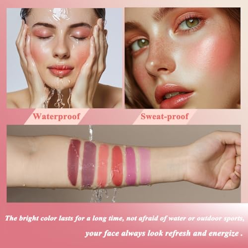 Cream Blush stick, Natural-Looking Matte Finish Makeup Blush stick, Hydrating Long Lasting Lightweight Blendable Blush for cheeks (#6 Bronze Glow, 1 PC)