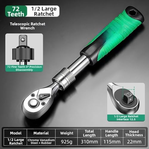 Jeu de clés à cliquet extensibles avec mécanisme de dégagement rapide à 72 dents - 8