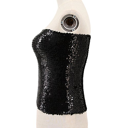 Naimo Women's Sparkly Bling Sequin Tube Top Sexy Stretchy Crop Top Party Costume Clubwear Camisoles (Black) #TOP2