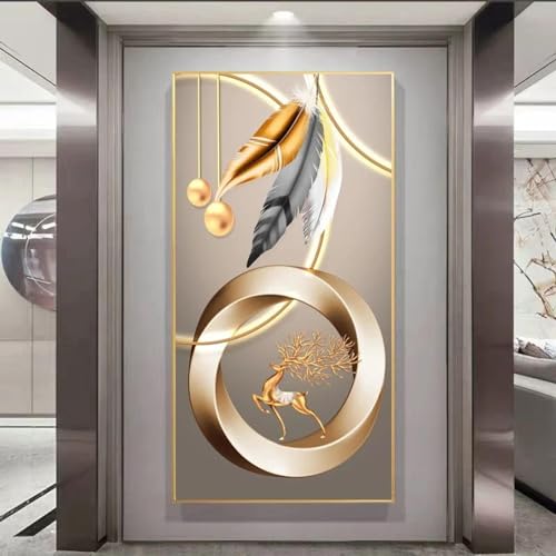 Peinture décorative abstraite géométrique moderne grand format 50x95cm