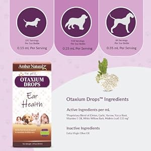 Amber NaturalZ Otaxium Drops Herbal Supplement for Dogs, Cats, Birds, Guinea Pigs, and Rabbits | Pet Herbal Supplement for Ear Health | 1 Fluid Ounce Glass Bottle | Manufactured in The USA
