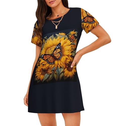 Robe de nuit légère et respirante à manches courtes imprimé floral