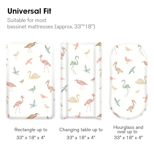 Image of Little Grape Land Bassinet Sheets 3 Pack, 33 inch x 18 inch Fitted Bassinet Sheets Up to 4 inch Deep Pocket, Ultra Soft Baby Bassinet Fitted Sheets for Bassinet Mattress, Forest Friends