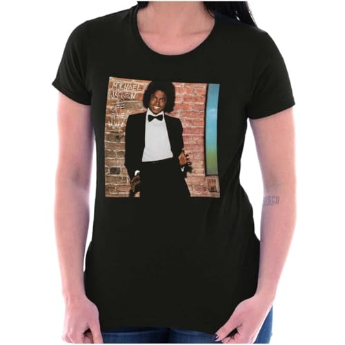 Michael Jackson Off The Wall Album Womens Slim Fit Graphic Tee Black