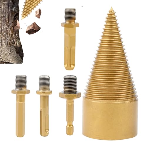 Holzspalter-Bohrer – Elektrisches Holzspalter-Werkzeug, Robuster Sechskant-Bohrer | Schnelles Spaltkegel-Design, Schlagfester Bit-Adapter für die Holzaufbereitung, Brennholzverarbeitung im Garten