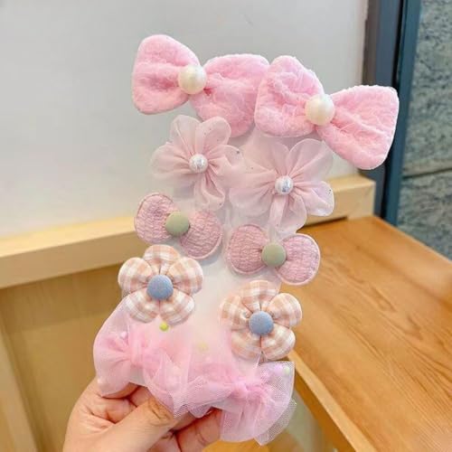 Image of SYGA 10-Piece Baby Hair Clip Set for Girls Adorable Bow and Flower Designs Hair Pin Soft, Lightweight, and Stylish - Light Pink