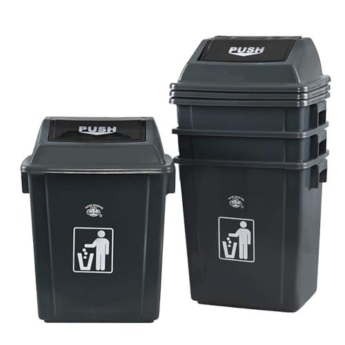 Caneca de basura con tapa basculante 5 galones, gris 4 unidades