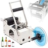 Halbautomatische Rundflaschen-Etikettiermaschine (10–30 Stück/Min), Flaschenetikettenapplikator (15–120 mm Durchmesser), Aufkleber-Etikettendrucker