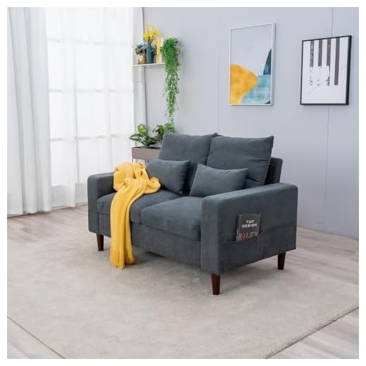 Panana Sectional Sofas, Corner Sofa 2 Seater and 3 Seater Seette Couch Loveseat (Grey Linen Fabric - Track Arm, 2 Seater) 9 Panana Sectional Sofas, Corner Sofa 2 Seater and 3 Seater Seette Couch Loveseat (Grey Linen Fabric - Track Arm, 2 Seater)