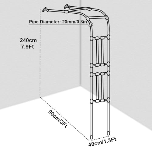 Support de treillis en métal arche de jardin durable 240H - 8