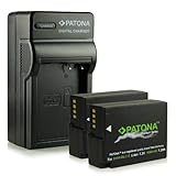  PATONA 4in1 Caricabatteria + 2x Premium Batteria DMW-BLC12 compatibile con Panasonic Lumix DMC-FZ200 DMC-G5 DMC-G6 DMC-GH2 - 100% decoded