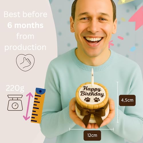 PetLove Hundetorte Happy Birthday • Geburtstagskuchen für Hunde • Geschenk für Hunde • Geburtstagstorte Hund