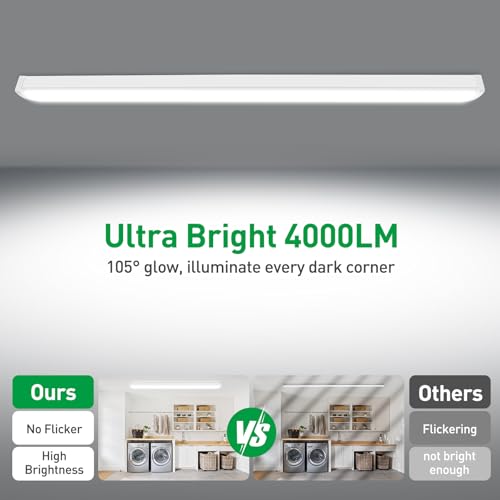 Image of ALUSSO 3CCT 3000K /4000K /5000K Adjustable LED Wraparound Light, 4FT 40W LED Shop Lights, Low-Profile Flush Mount Ceiling Light Fixture for Kitchen, Closet, Garage, Office, Hallway, 2Pack