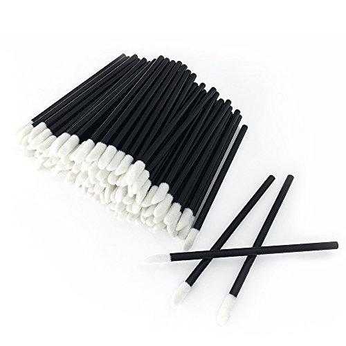 100 Pieces Disposable Lip Brushes Lipstick Gloss Wands Applicator Makeup Tool Kits, Black