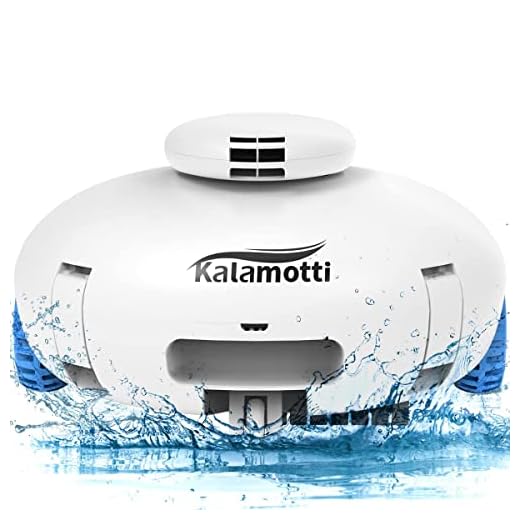 Kalamotti Cordless Robotic Pool Cleaner - Pool Vacuum for Above Ground Pools Powerful Suction Rechargeable Battery, Lasts 140 Mins, Built-in Water Sensor Technology for Pool Surface Up to 630 Sq.Ft