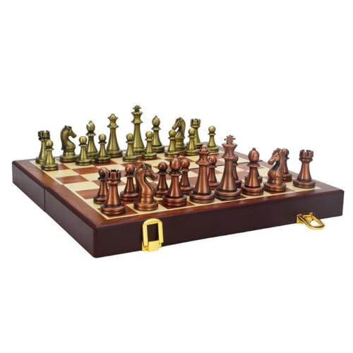 Pièces d'échecs en métal et boîte pliante au design moderne et durable