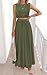 PRETTYGARDEN Women's Summer 2 Piece Skirts Sets Crewneck Sleeveless Tops Elastic Waist Long Skirt Set Beach Vacation Outfits (Army Green, Medium)