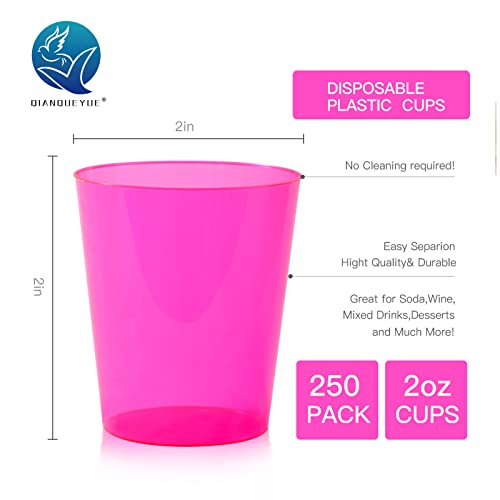 Qianqueyue 250 Pack Shot Glasses, 2Oz Disposable Clear Hard Plastic Cups(Multicolor),Jello Cups For Party,Iridescent Party Supplies #TOP1