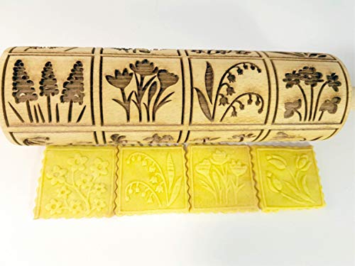 Embossing Rolling Pin Spring Flowers With 16 Different Spring Flowers By Algis Crafts #TOP3
