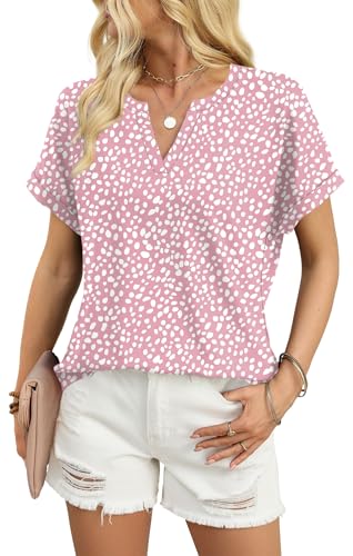 Image of WIHOLL Womens Blouses Spring Tops Short Sleeve Shirts Dressy Casual Summer Vacation Fashion Clothing 2026
