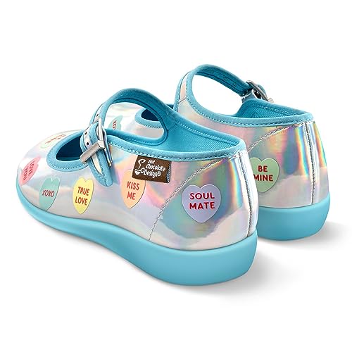 Image of Hot Chocolate Design Chocolaticas Funky Canvas Women's Mary Jane Flat Shoes, Sweet Heart, 6 UK