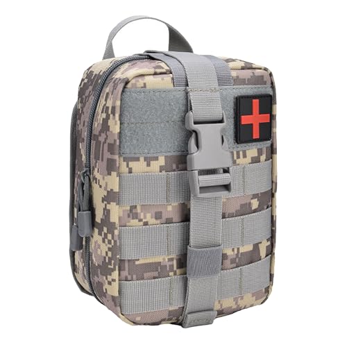 Image of Kraptick Medical MOLLE Pouch | Tactical First Aid Kit Bag | Military Emergency Medical Pouchs | Waterproof & Durable Trauma Kit Pouch | Compact MOLLE Medic Bag for Outdoor, Camping & Survival (Grey)