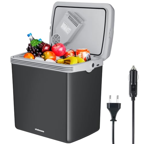 Migliori Mini frigo portatili Mini Frigorifero Elettrico Portatile per Auto da 32 Litri, con Manico Ergonomico, Spina da 230V e 12V, Modalità Freddo e Caldo (Grigio)