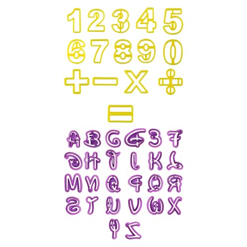 ZBHDEYG 1 juego de 26 moldes de impresión de letras, 15 formas de símbolos de números, formas de sellos de letras y números, máquina de repujado, sellos para fondant y galletas, moldes para fondant