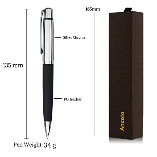 Ancolo Gift Ballpoint Pen Set - With Pu Leather, Metal Pen Gift Box Luxury Pen & 2 Black Ink Refills. Smooth Writing Pen, Nice Gift For Office, Friends, Colleagues, School #TOP3