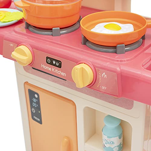 Cozinha Infantil Brinquedo Com Água Luz Som Fumaça 42 Peças BH STORE (Rosa)
