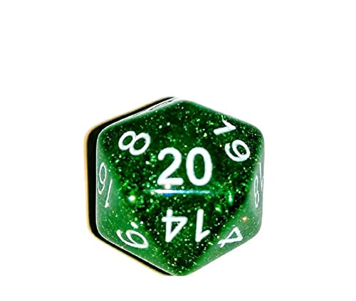 Green Translucent Glitter d20 Initiative Advantage Die for Role-Playing Games. 20 Sided RPG Dice