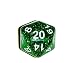 Green Translucent Glitter d20 Initiative Advantage Die for Role-Playing Games. 20 Sided RPG Dice