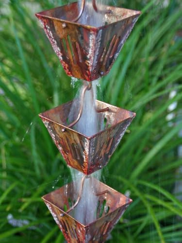 Nutshell Stores Slotted Square Cups Rain Chain - Copper - 10 Feet
