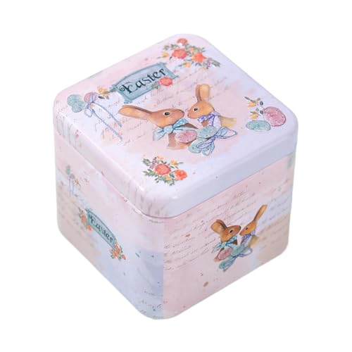 Générique Boîtes à Biscuits de Pâques, Rangement pour Gourmandises Lapin de Pâques, Boîte en Fer Blanc Décorative, pour Salon Chambre à Coucher Fêtes...