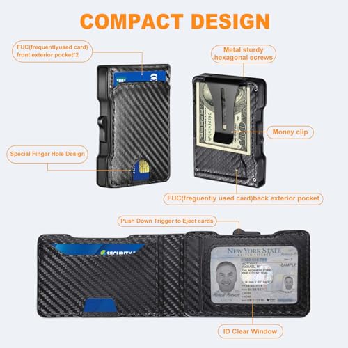 Slim Wallet for Men with Carbon Fiber Leather RFID Blocking - Minimalist Pop Up Metal Money Clip Card Holder for Credit & Cash (To my boyfriend- 2)2
