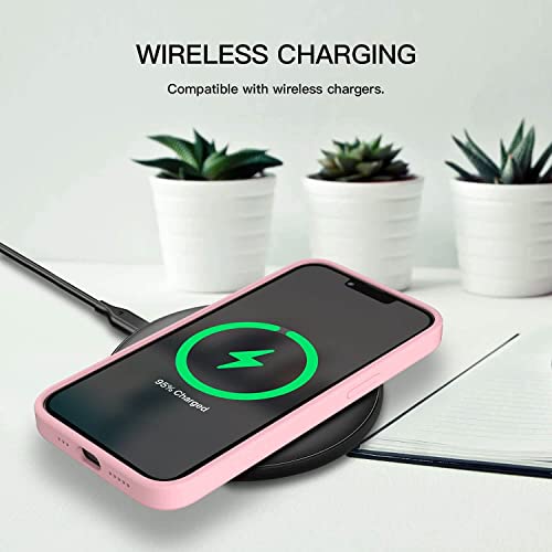 Image of MIDOS Back Cover Compatable with iPhone 13 Liquid Silicone Case Full Protection Shock Proof Back Cover for iPhone 13 (Pink)