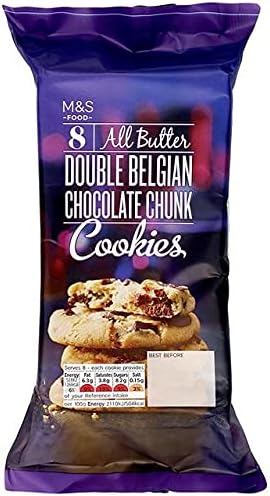 20 AllDouble Belgian Chocolate Chunk Cookies | 2 x 7 Pack | M&S Food Vegetarian | 2 x 225g
