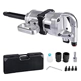 HOMGX 1” Impact Wrench, Heavy Duty Air Impact Gun w/ 6” Extended Anvil, 1623 FT-LBS (2200N.m) Max Loosening Torque,1-1/2' & 1-5/8' Sockets, Carrying Case, Pneumatic Impact Gun for Car Truck Tire