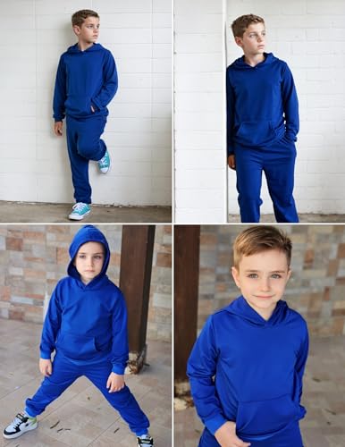 Arshiner 2 Piece Outfit Boys Pullover Hoodies Sweatshirt Suit For Kids Tracksuit Set Blue 9~10 Years 5