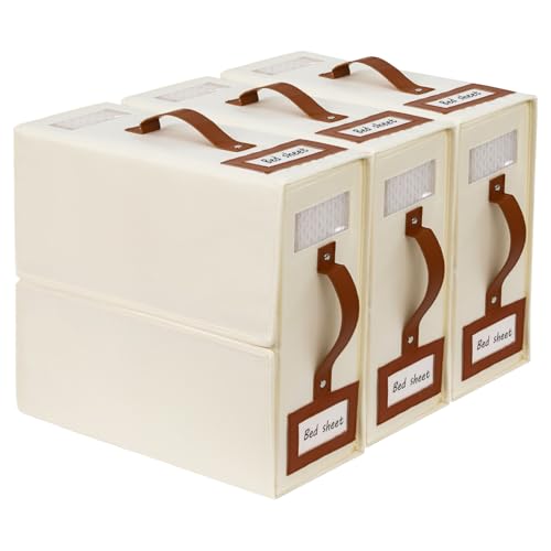 XIAPIA Organizador de Sábanas 3 Piezas, Caja de Almacenamiento de Ropa de Cama, Almacenamiento de Fundas Nórdicas, Caja de Almacenamiento de Mantas
